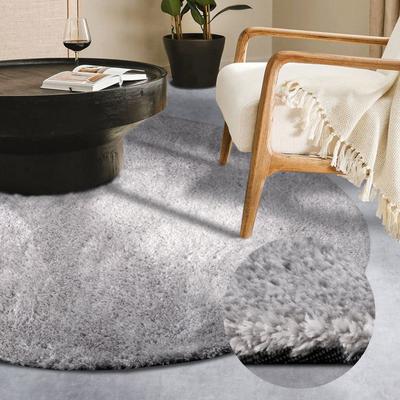 Hochflor-Teppich HANSE HOME "Olaf", grau (hellgrau), H:38mm Ø:160cm, Polyester, Teppiche, Langflor, Shaggy, einfarbig, flauschig, weich, glänzend, modern, uni