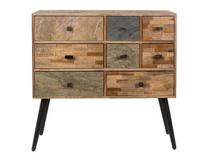 Commode en bois de teck recyclé avec tiroirs