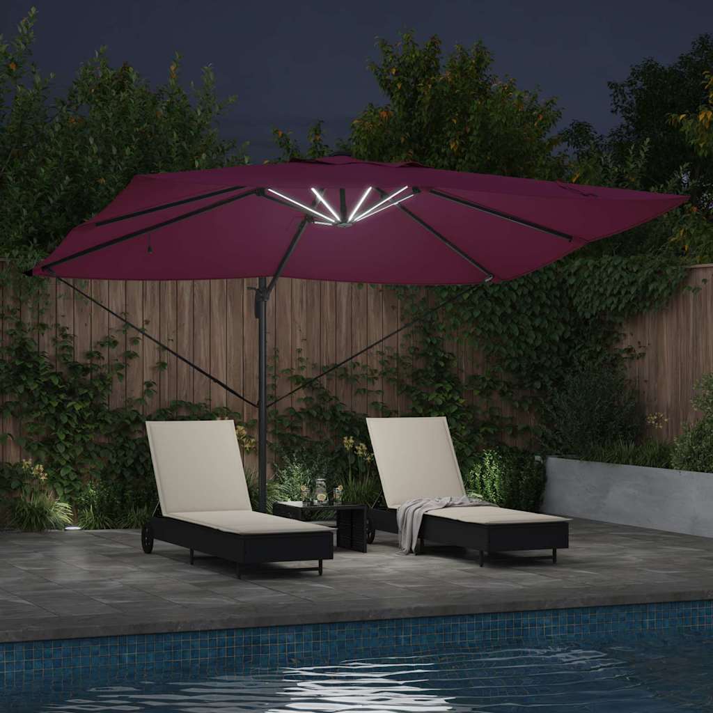 vidaXL Parasol 352 x 251 x 265 cm Polyester et Aluminium Bordeaux
