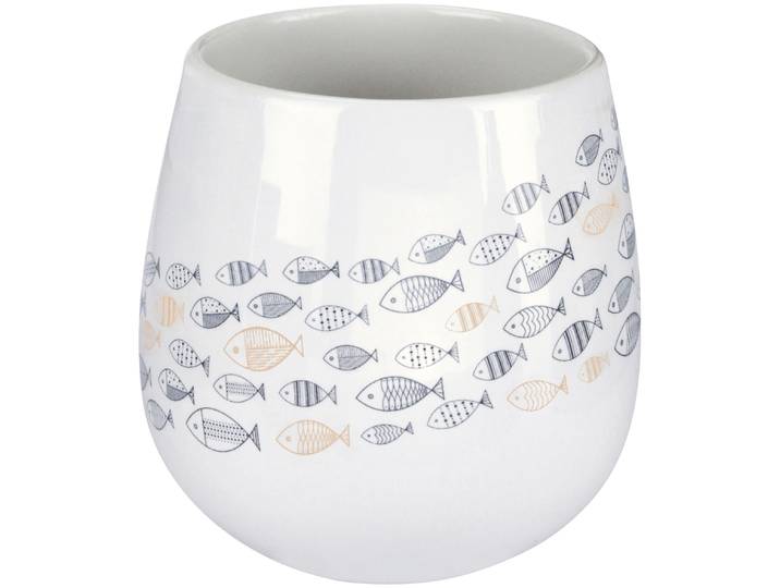 Zahnputzbecher KLEINE WOLKE Sardinas , blau (mare), B:9,5cm H:9,5cm L:9,5cm, Steinzeug, Zahnputzbecher, Zahnputzbecher