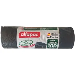 Alfapac - Pack mit 50 Rollen von 10 Müllbeuteln 'Gemeinschaftseimer' 84x105cm, 100L (insgesamt 500 Müllbeutel)