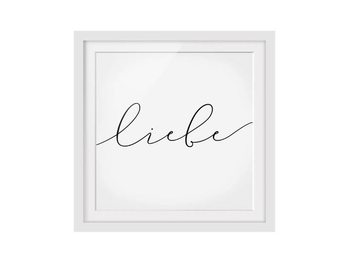 Bild Liebe Kalligraphie II Teilmassivholz Kiefer, matt lackiert Schwarz 30 x 30cm