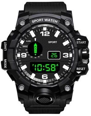 USA Free Shipping Shop Rugged Digital Sports Watch For Men Waterproof LED Military Fitness Watch black