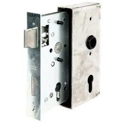 GAH, Türschloss + Schliesszylinder, Schlosskasten DIN links / rechts Mass A185xB90xC55xE40 mm Dornmass 55 mm (Einsteckschloss)