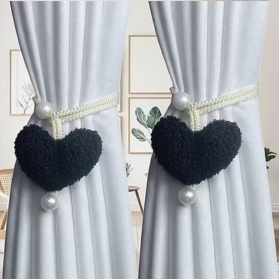 1/2 Stück 3D-Plüschherz-Perlen-Gardinenhalter-Dekoration Moskitonetz-Seilschnalle