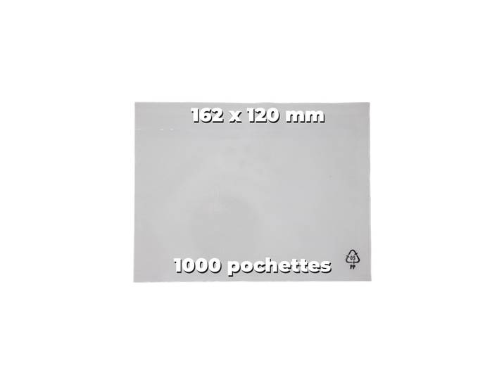 Techmay Pochette porte-documents adhésive Transparente - Format C6 - 162 x 120 mm - Boîte de 1000