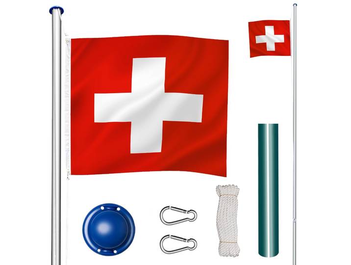 Mât de drapeau en aluminium à hauteur réglable - Suisse