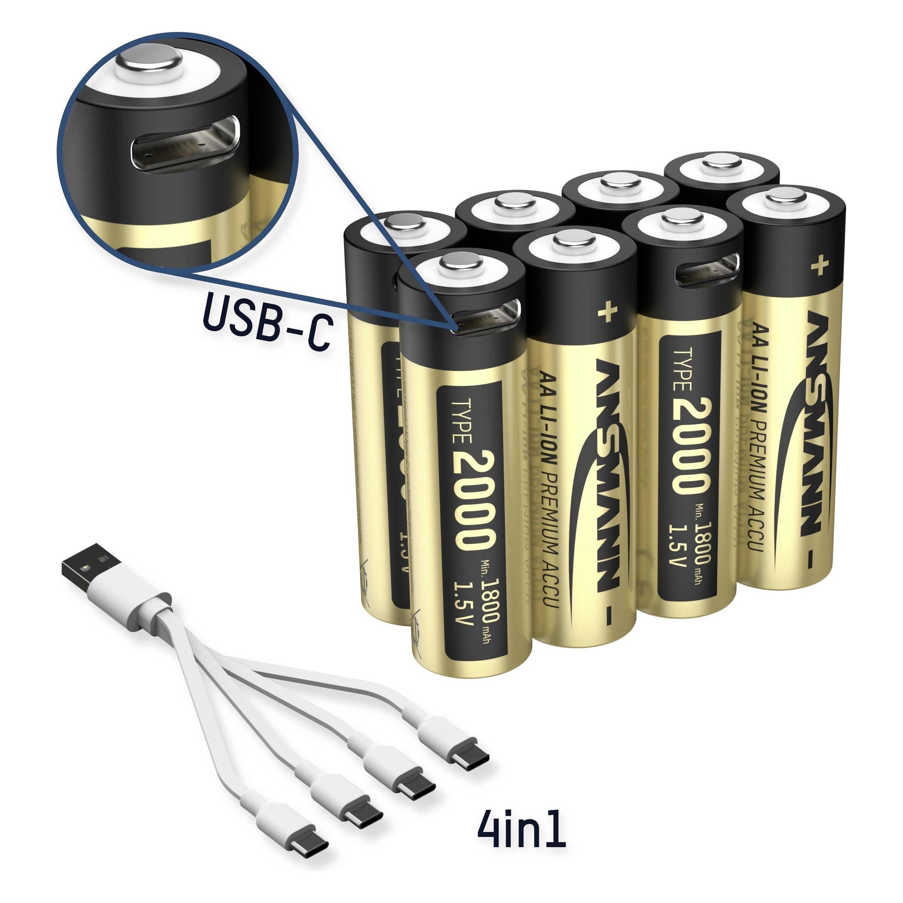 Ansmann 1312-0039 Mignon (AA)-Akku Lithium 1800 mAh 1.2 V 8 St. (8 Stk., AA, 1800 mAh) (1312-0039)