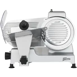H.Koenig Elektrischer Alleschneider MSX220, professionell, Schnitt 0-12 mm, italienische Klinge 20 cm, eingebauter Schärfer, 282 rpm, Silber