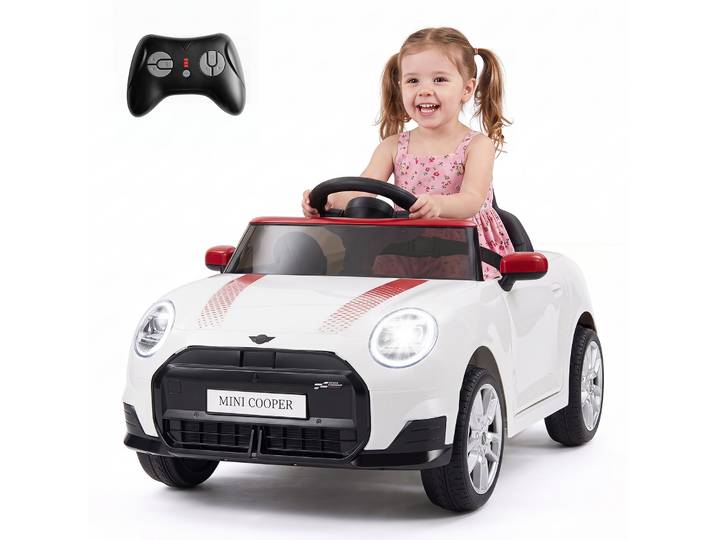 Kinderauto 12v in BMW Mini Design Elektrische Auto voor Kinderen Elektrisch Kinder Voertuig voor 3-8 jaar Wit