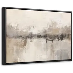LEINWAND Bilder mit Rahmen - Moderne Kunst - Abstrakt - Beige - 30x20