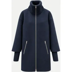 Kurzmantel mit Strickkragen Blau 42
