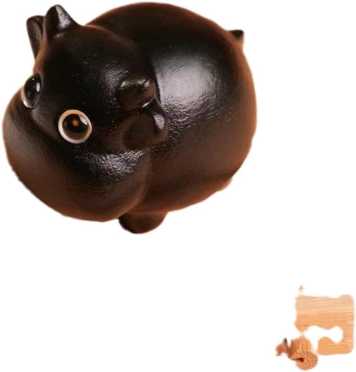 Houten Stier Beeldje Decoratie Ornament Houtkleur Hoogte: 2,5 cm