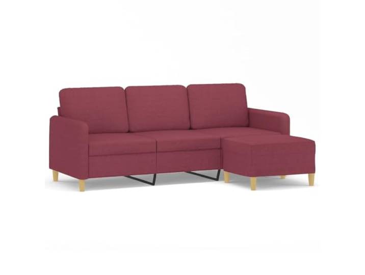 RJPLMFV 3-Sitzer-Sofa mit Fußstütze, Bordeauxrot, 180 cm, Stoff Gestell aus Sperrholz und Metall, gepolsterte Sitzfläche, vielseitige Fußstütze, modernes Design