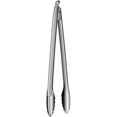 Grillzange RÖSLE "Barbecue, 25054", silber (silberfarben, schwarz), B:4cm H:3cm L:40cm, Edelstahl, Küchenzangen, mit patentiertem Verschlusssystem, 43 cm, Edelstahl 18/10