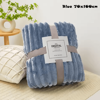 Inspire Curations Double Sided Ultra Soft Striped Warm Blanket blue 70x100cm