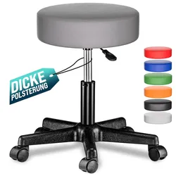 CASARIA® Rollhocker Höhenverstellbar Kunstleder Grau