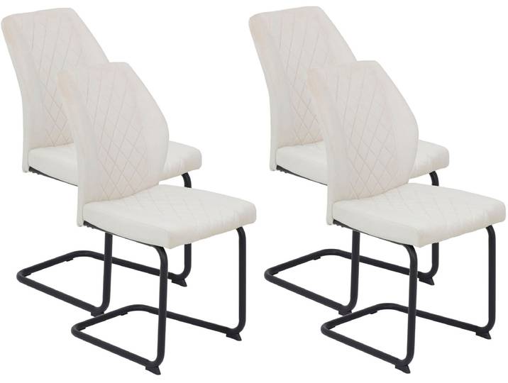 Freischwinger HELA OSLO , beige (beige, schwarz, schwarz, beige), B:47cm H:92cm T:62cm, Metall, Polyester, Stoff, Stühle, Freischwinger, Freischwinger,Rautensteppung,Microfaser Samtvelour,140kg belastbar