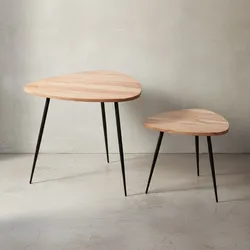 KADIMA DESIGN Industrial Style Beistelltische, 2er Set aus Holz und Metall, 60x51x60 cm und 42,5x37x42,5 cm, 30 kg/25 kg Belastbarkeit.