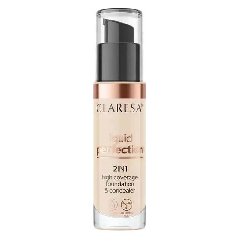 Claresa Liquid Perfection 2In1 Concealer & Foundation With Matte Finish Liquid 102 Warm Medium 34G (Warm Medium) (5903819817676)