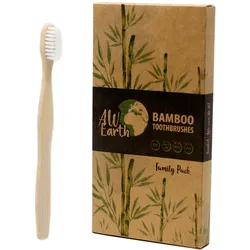 Family Pack Bamboo Toothbrush (2xAdult and 2xChildren)