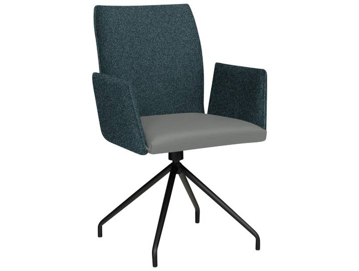 Moderano Armlehnstuhl, Grau, Graublau, Metall, Rundrohr, 60x91x60 cm, Stoffauswahl, Typenauswahl, Esszimmer, Stühle, Esszimmerstühle, Armlehnenstühle