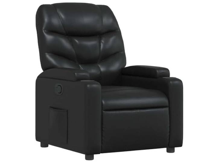 Tmriohed Relaxsessel mit Liegefunktion Kunstleder Schwarz Ergonomischer TV-Sessel fürs Wohnzimmer mit manueller Neigung bis 135 Grad, 2 Becherhaltern und praktischer Seitentasche.
