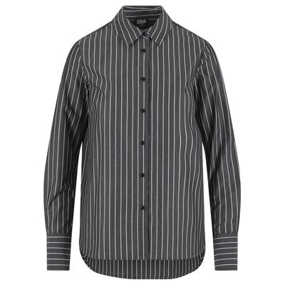 Klassische Bluse URBAN CLASSICS "Urban Classics Ladies Striped Blouse", Damen, Gr. XS, grau (schwarz, weiß), 100% Baumwolle, Blusen