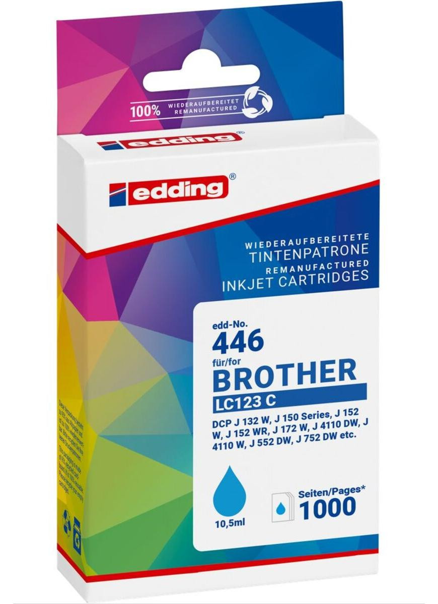 Edding EDD-446 Cyan Druckerpatronen compatibel met Brother LC-123C