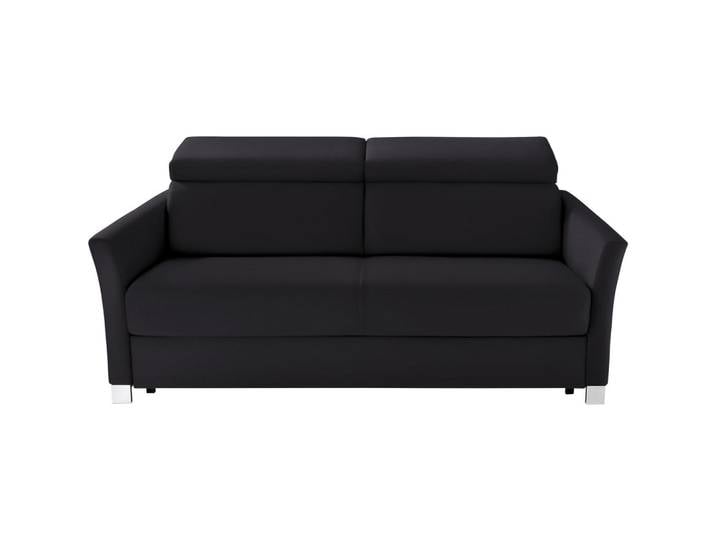 Bali Schlafsofa, Schwarz, Metall, Echtleder, Rindleder, Füllung: Kaltschaum, 185x82x100 cm, Stoffauswahl, Wohnzimmer, Sofas & Couches, Sofas, Ledersofas