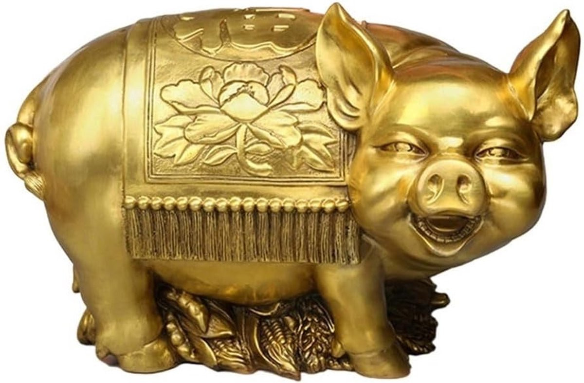 Handgemaakt Feng Shui Messing Varken Decoratie - 33 cm