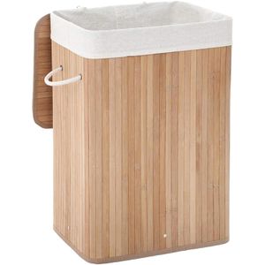 Songmics Wäschekorb LCB10Y, natur, mit Deckel, aus Bambus, faltbar, 40 x 60 x 30 cm, 72 Liter