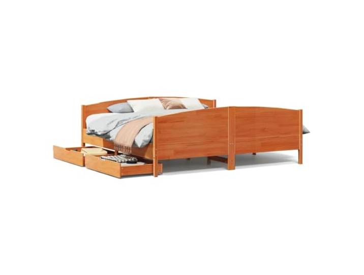 PUGYNBK Massivholzbett aus Kiefernholz, 180 x 200 cm, mit Schubladen Lattenrost im Lieferumfang enthalten, Kopfteil für Unterstützung, 4 Rollen, ohne Matratze