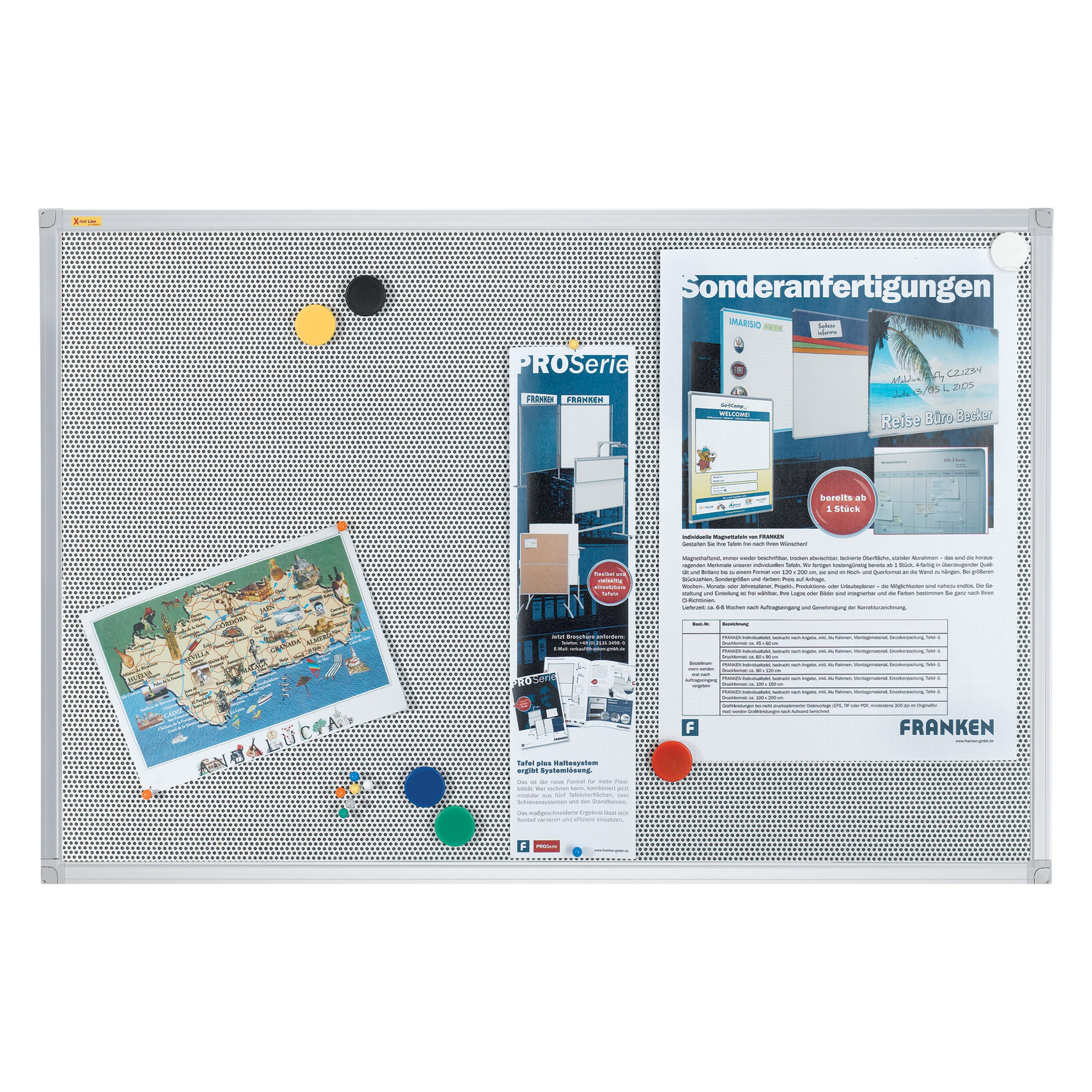 Franken Notiztafel X-tra!Line Textil mit Metallgitter (Magnettafel, Pinnwand, 90 x 60 cm) (PM3602)