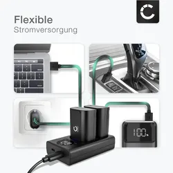 Cellonic Akku für Panasonic Lumix DC-S5 II, IIX, DC-G9, G9, GH5, DC-GH5, DC-GH6 (Kamera Akku, Kamera Akku Ladegerät), Kamera Stromversorgung, Schwarz