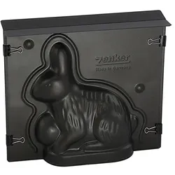 Zenker Special-Season Hasen-Backform 500 ml, inkl. vier Verschlussklammern, Oster Backform, Kuchen Form, Antihaft Classic, 9100