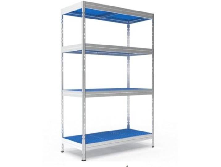 Steinbock Lebensmittelregal GN-1/1 HxBxT 180 x 110 x 50 cm Silber 600 kg Tragkraft Steckregal mit 4 Böden á 150 kg Fachlast Gastroregal für indirekten Lebensmittelkontakt Made in EU