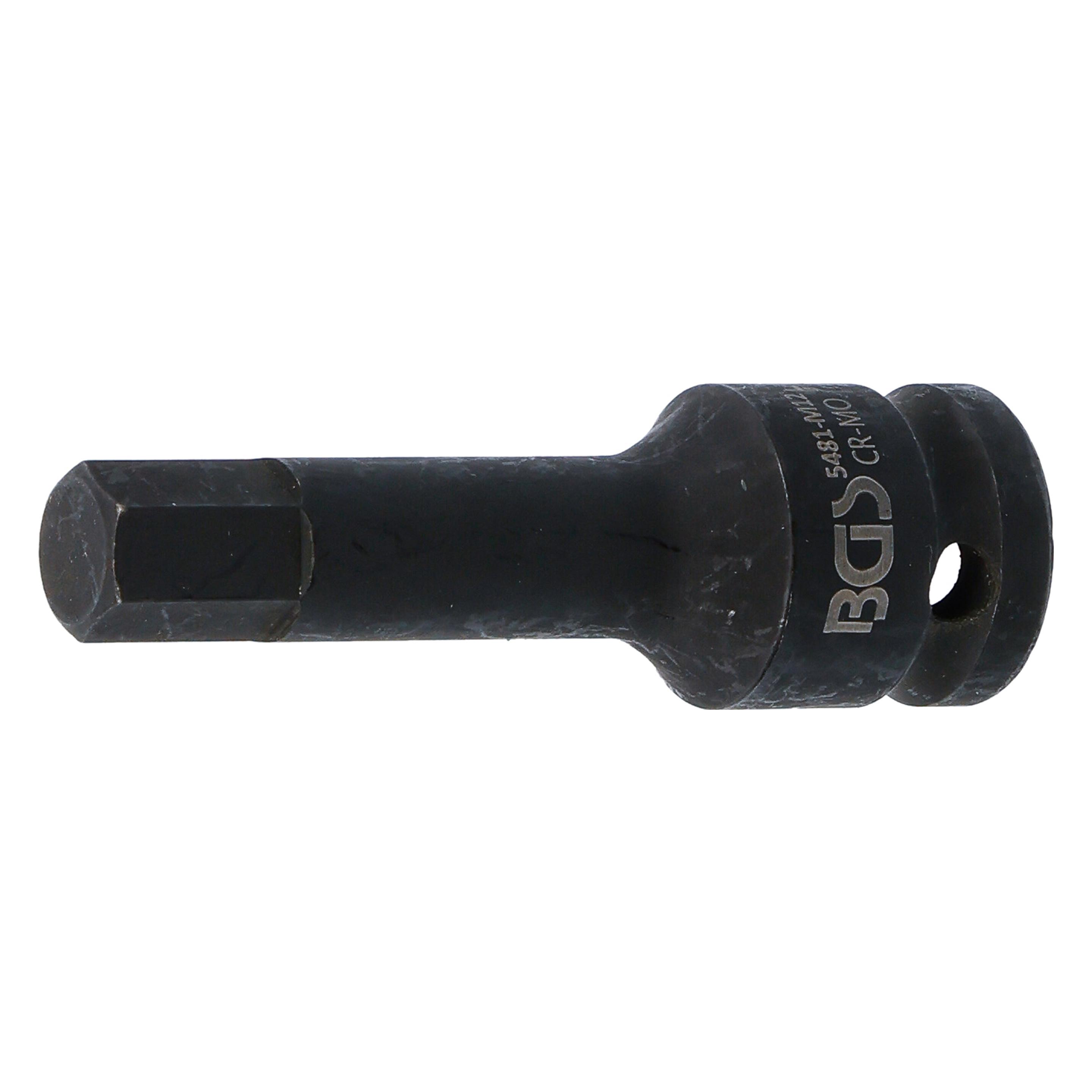 BGS Kraft-Bit-Einsatz Länge 75 mm Antrieb Innenvierkant 12,5 mm (1/2") Innensechskant 12 mm (5481-M12)