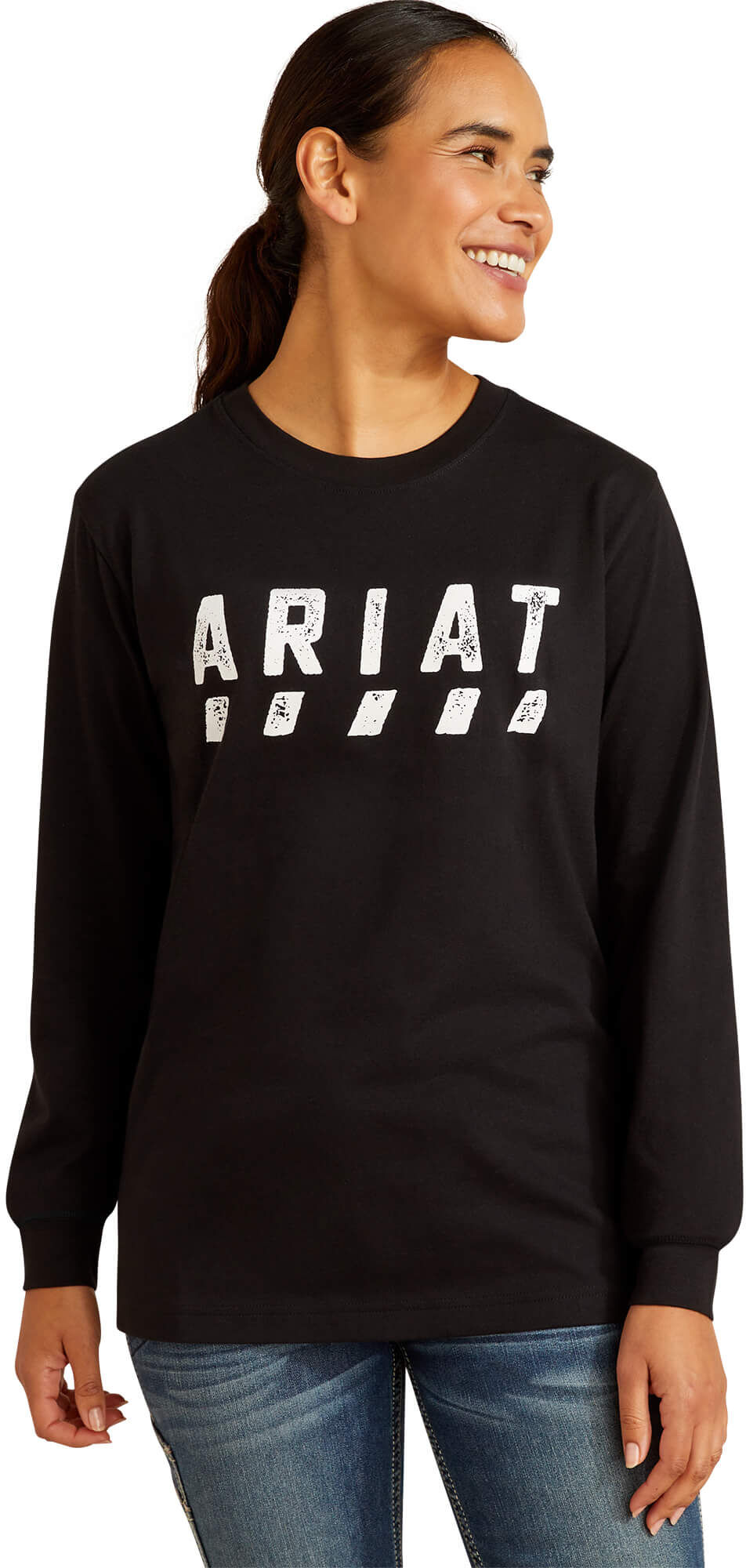 Women's Rebar Cotton Strong Logo T-Shirt in Black, Size: XS by Ariat