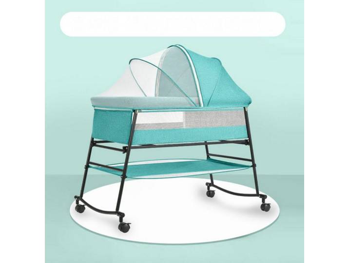 TPFFamily Beistellbett rollbares Babybett Babywiege Liegefläche verstellbar, rollbares Babybett Reisebett mit Aufbewahrungstasche und Mückenschutz