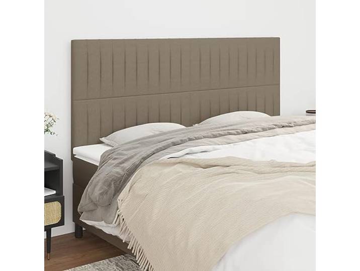 KTHLBRH Kopfteil aus 4 Teilen aus Stoff, Taupe, klassisches Design, elegantes Design, höhenverstellbar, Beine aus massivem Lärchenholz, robustes Material, atmungsaktiv