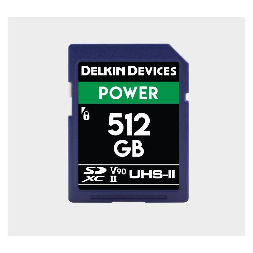 Delkin POWER UHS-II (V90) 512GB R:300MB/s W:250MB/s (512 GB, SDXC, U3, UHS-II) (4110100673)