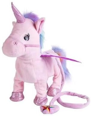 Inspired Finds Walking And Singing Electric Plush Unicorn With Leading Rope For Kids pink