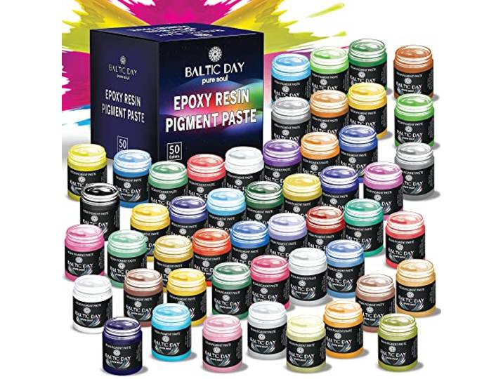 50 Pigmentpasten für Epoxidharz Gläser Set 500g - Dicke Pigmentpaste - Deckendes Harzpigment - Fester Epoxidharzfarbstoff - Harzpaste Pigment - Epoxidharz Farbpigment - Glimmerpulverpaste