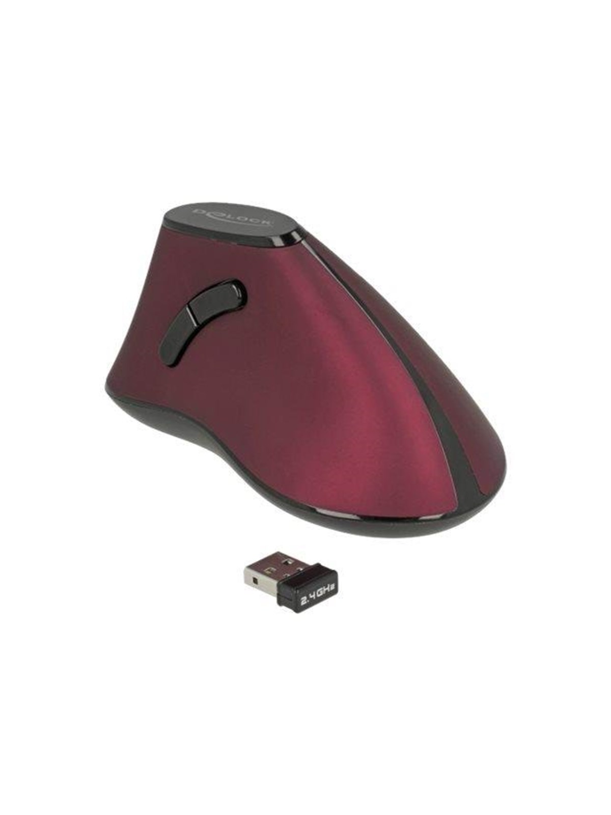 DeLOCK - vertical mouse - 2.4 GHz - black / red - Vertical mouse (Schwarz)