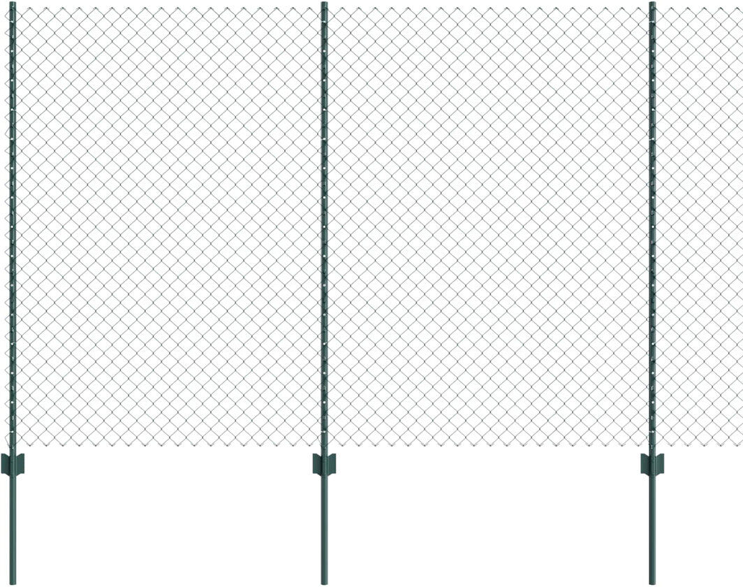 Vidaxl Fence With Posts Steel Green 160cm H x 1000cm W x 2.7cm D