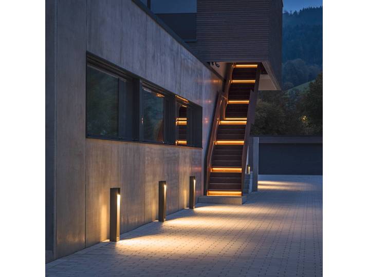 SLV LED Wegeleuchte Quad Pole, schwarz, Aluminium, Modern, LED Außenleuchte