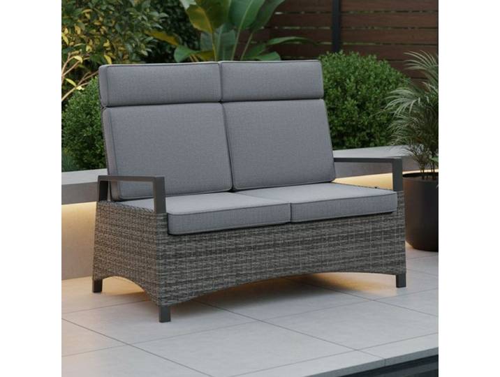 LC Garden Vivera Diningsofa verstellbar Geflecht mit Sitz- und Rückenkissen Dunkelgrau
