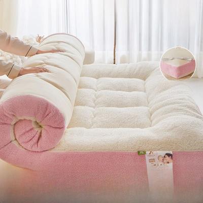 Uplifted Goods Soft Lamb Velvet Foldable Mattress Pad peach Powder 180x200cm