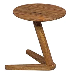 KADIMA DESIGN Beistelltisch BOHA Massivholz Sheesham Design Wohnzimmer-Tisch 45 x 45cm rund Nachttisch Natur-Holz